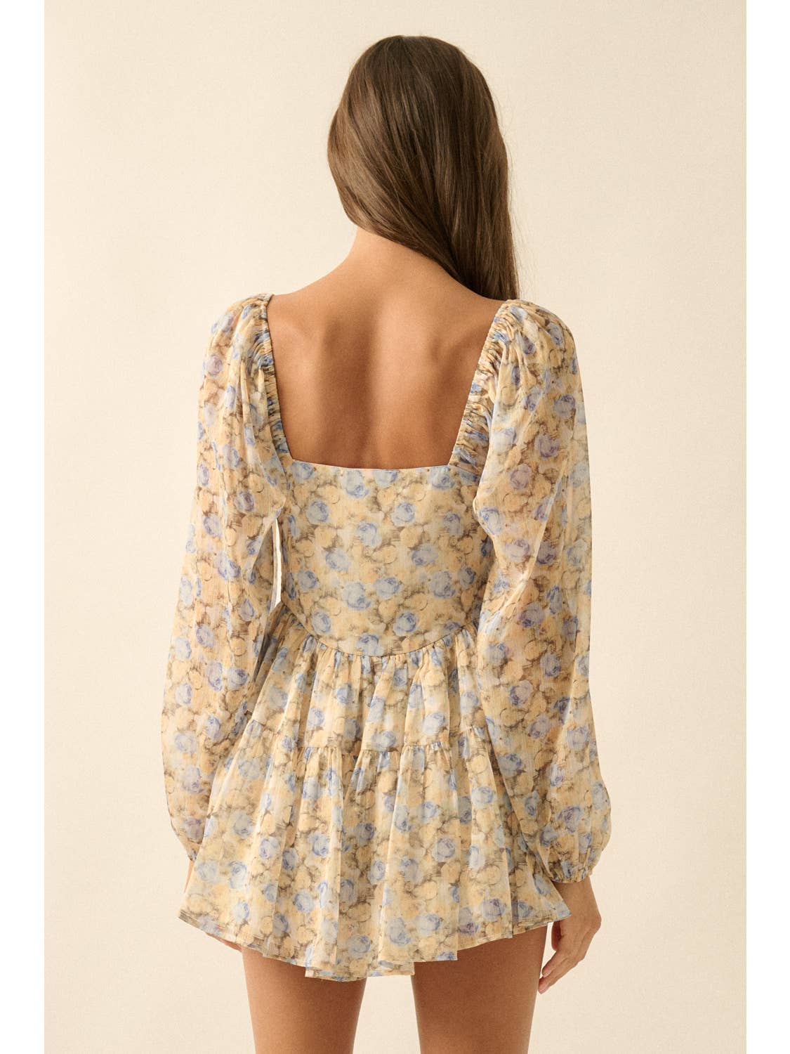Yellow Floral Chiffon Romper
