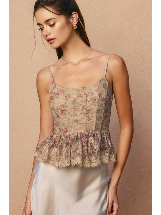 Brume Et Fleur Corset Peplum Top