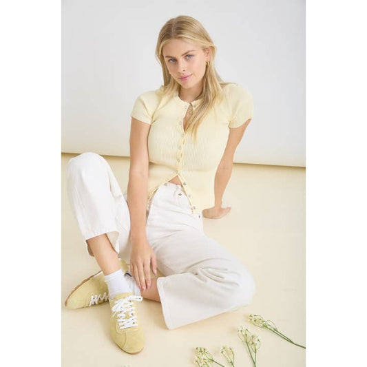 Snap Button Ribbed Baby Tee