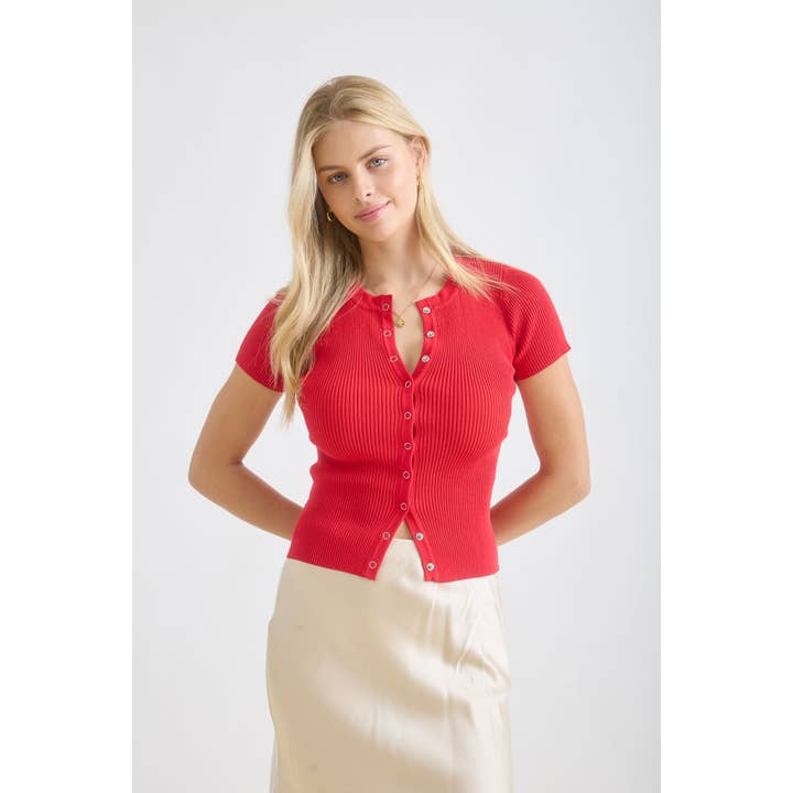 Snap Button Ribbed Baby Tee