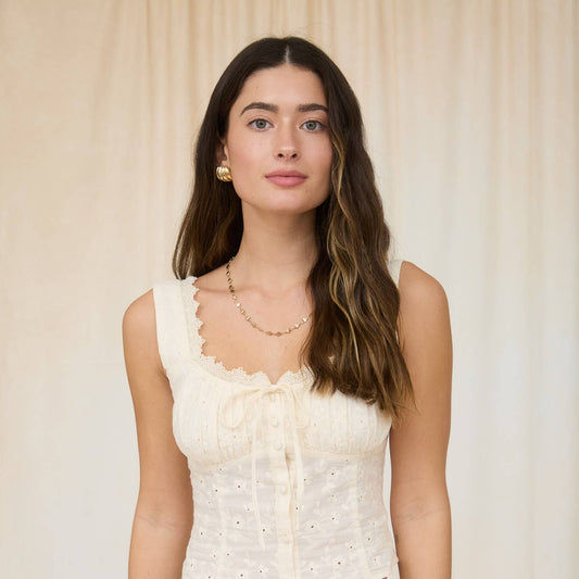 Eyelet Spring Button Top