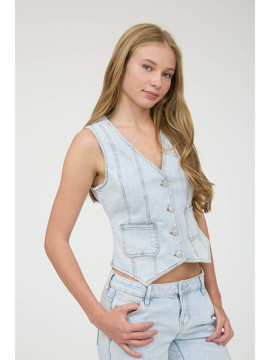 Light Wash Denim Vest