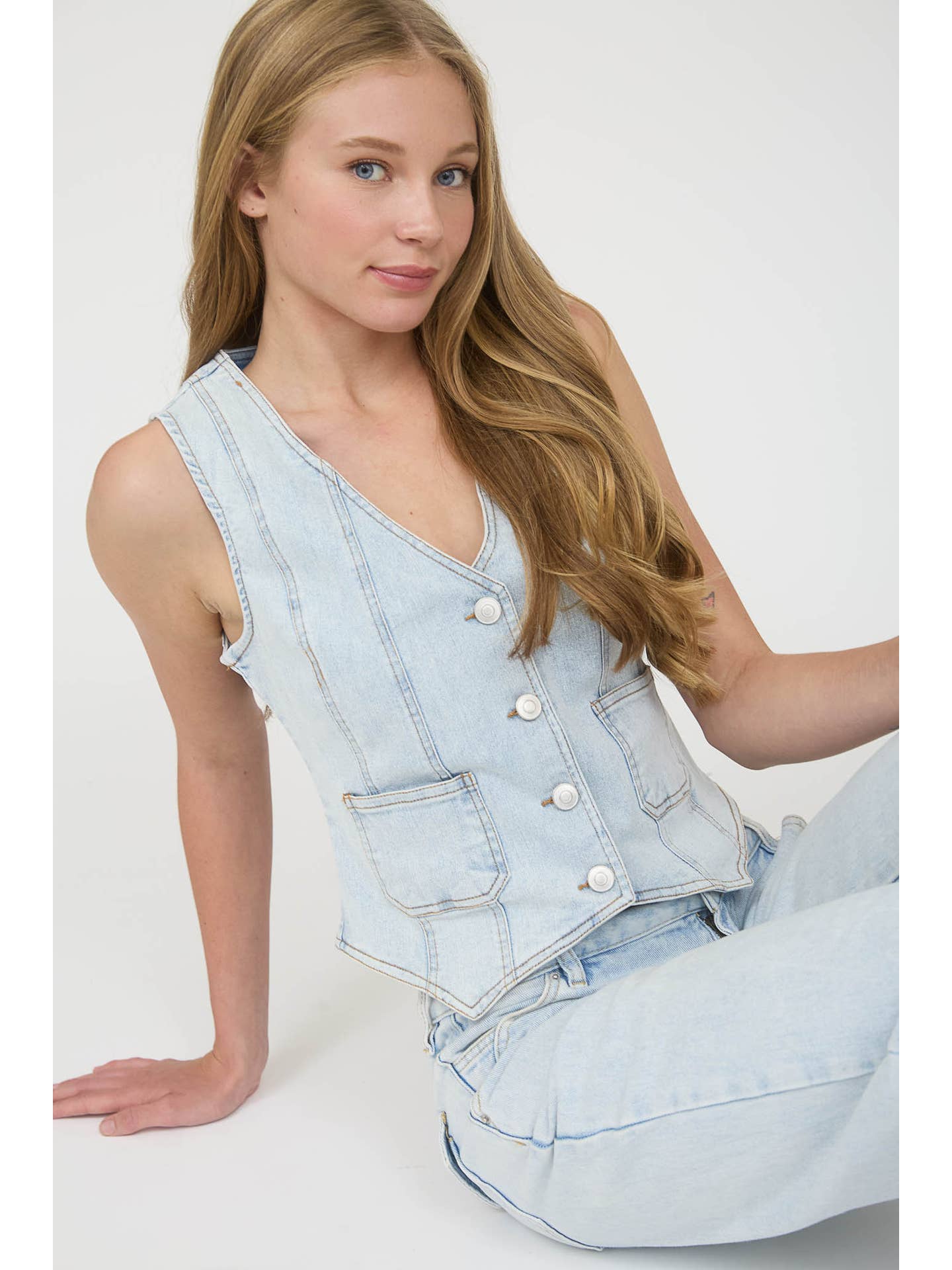 Light Wash Denim Vest