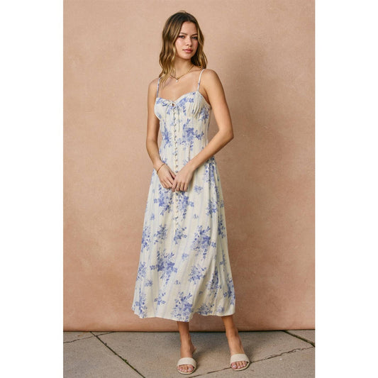 Poetic Bloom Sweetheart Corset Midi Dress