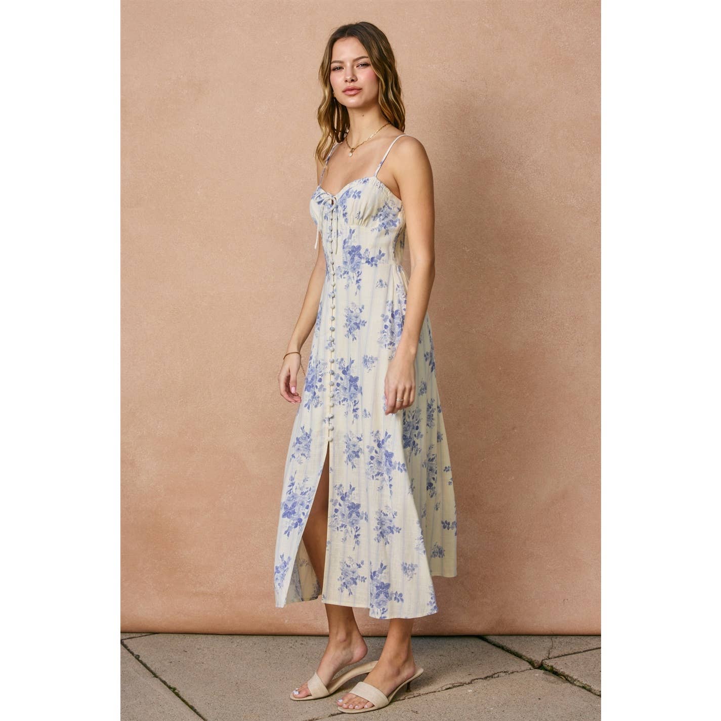 Poetic Bloom Sweetheart Corset Midi Dress