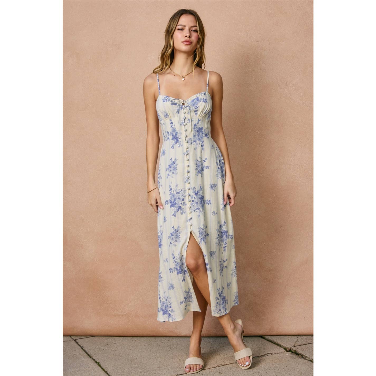 Poetic Bloom Sweetheart Corset Midi Dress