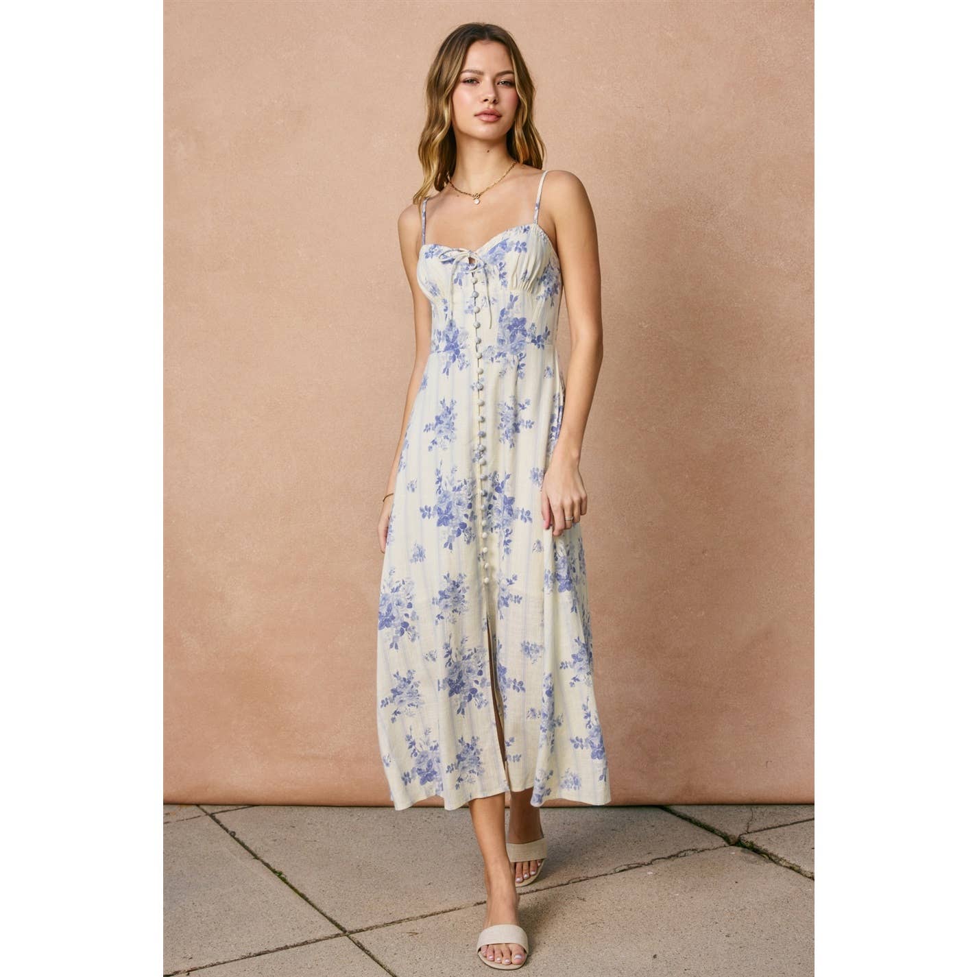 Poetic Bloom Sweetheart Corset Midi Dress