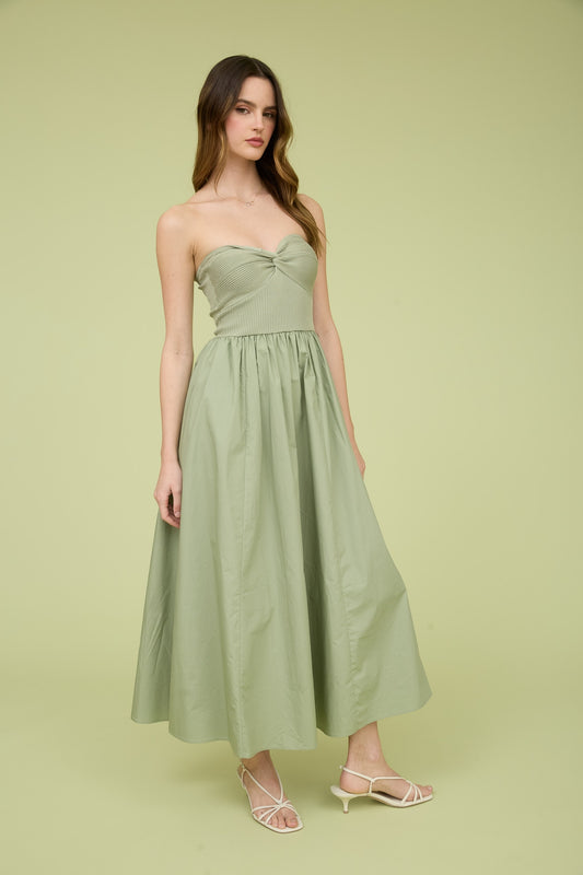 Strapless Twist Bust Maxi Dress