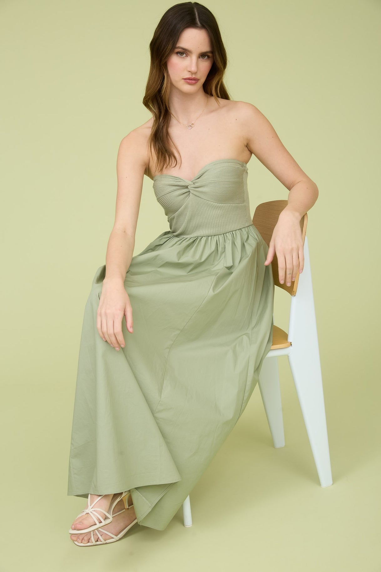 Strapless Twist Bust Maxi Dress