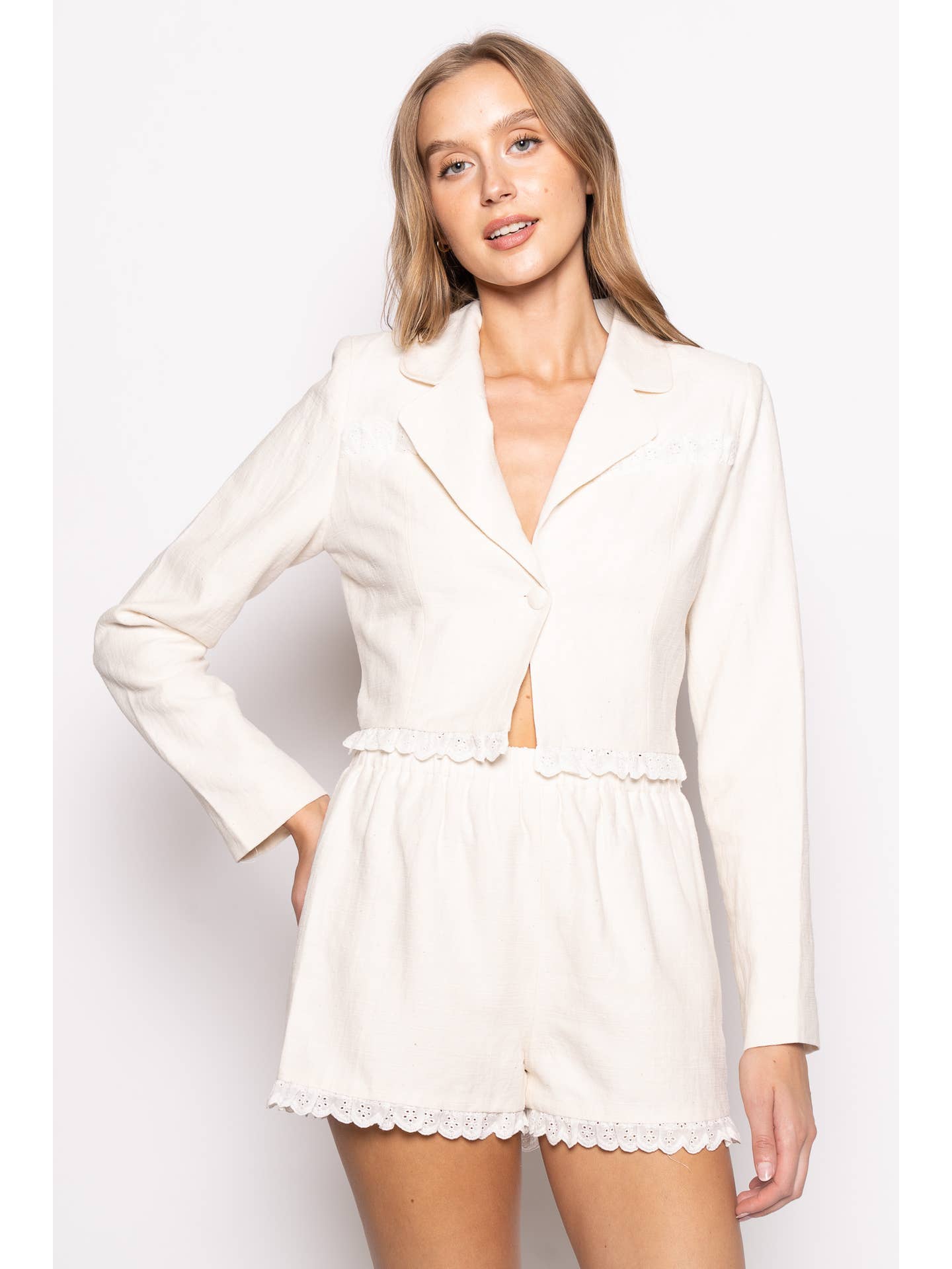 Crochet Lace Jacket and Shorts Set