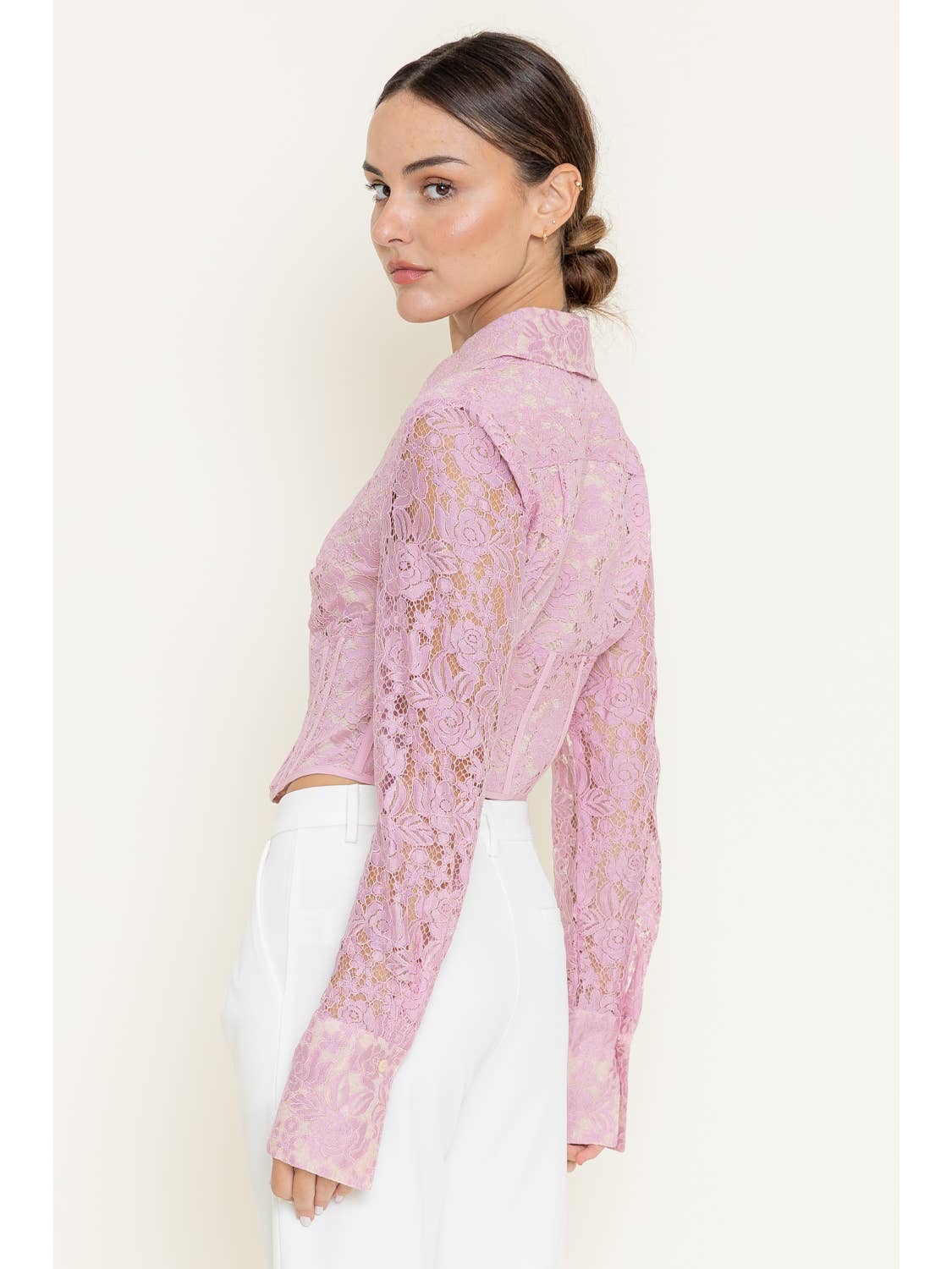 Long Sleeve Lace Boning Corset Top