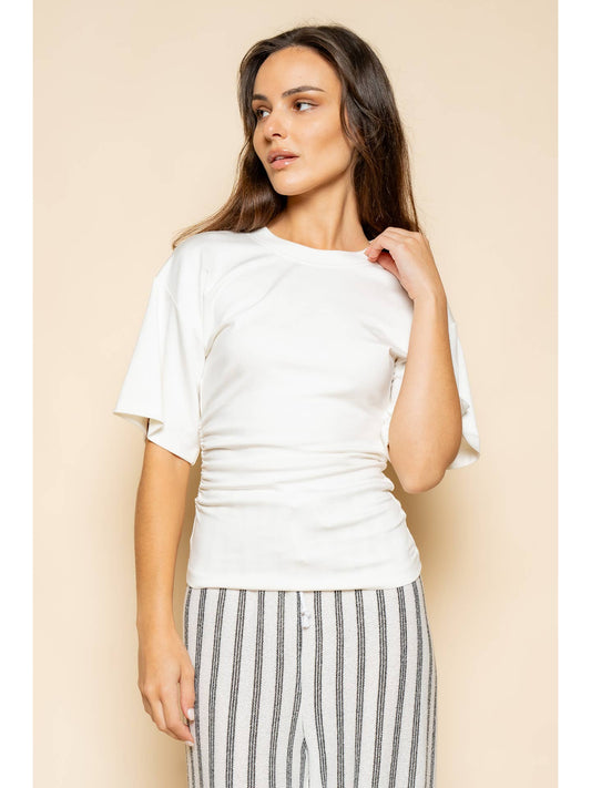Elevated Basics One Side Ruched Tee