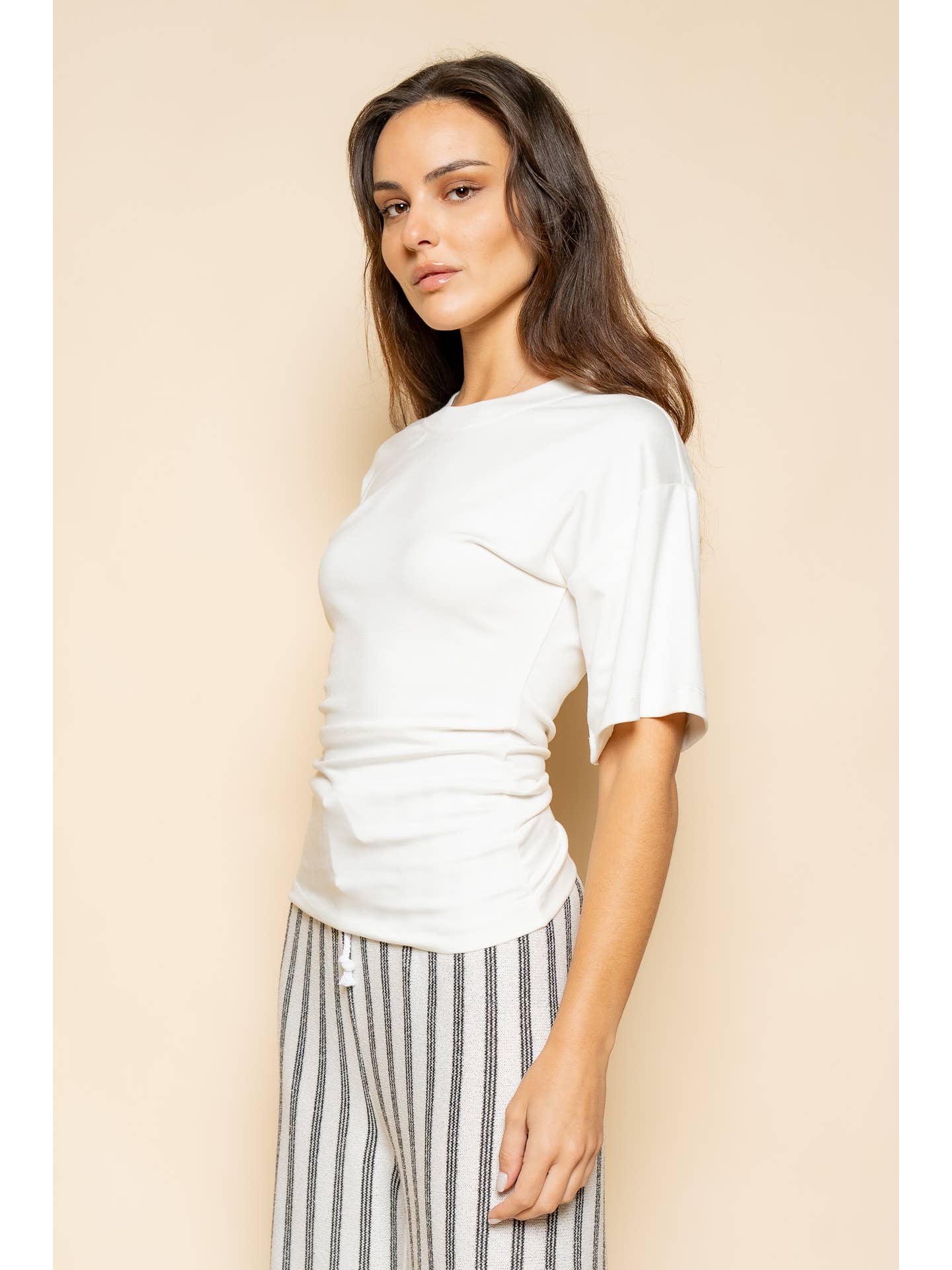 Elevated Basics One Side Ruched Tee