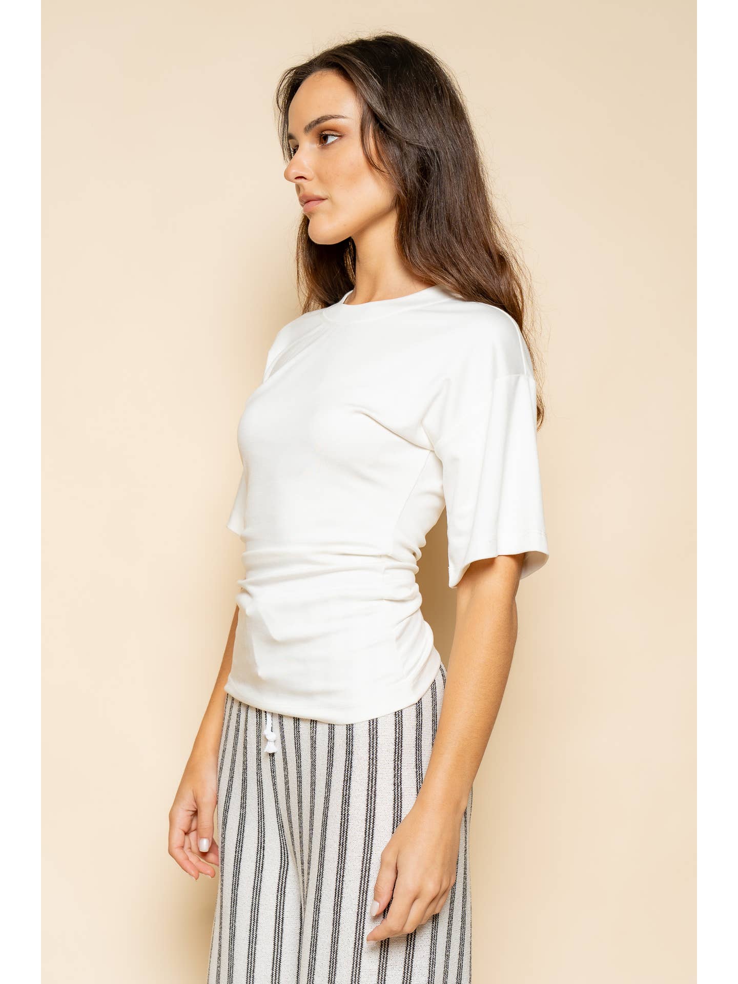 Elevated Basics One Side Ruched Tee