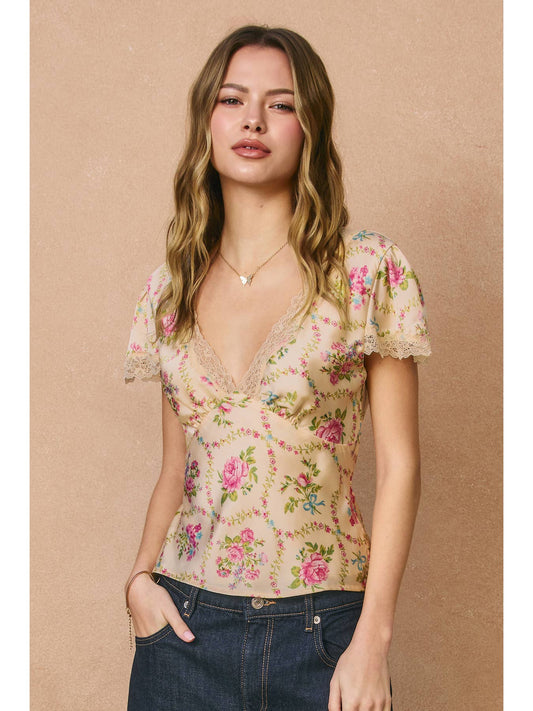 Eternal Afternoon Lace Trim Top