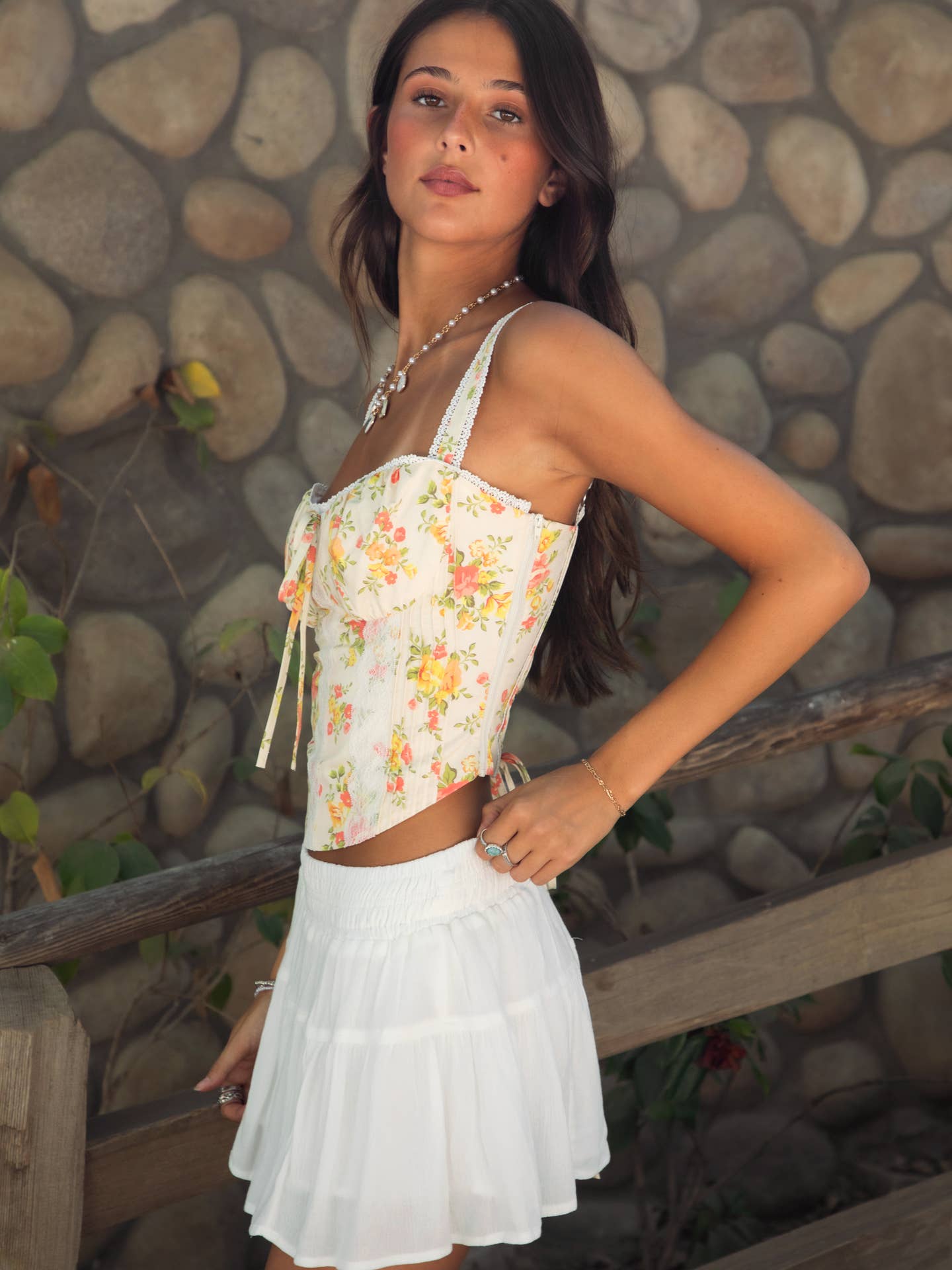 Floral Spring Corset Lace Top