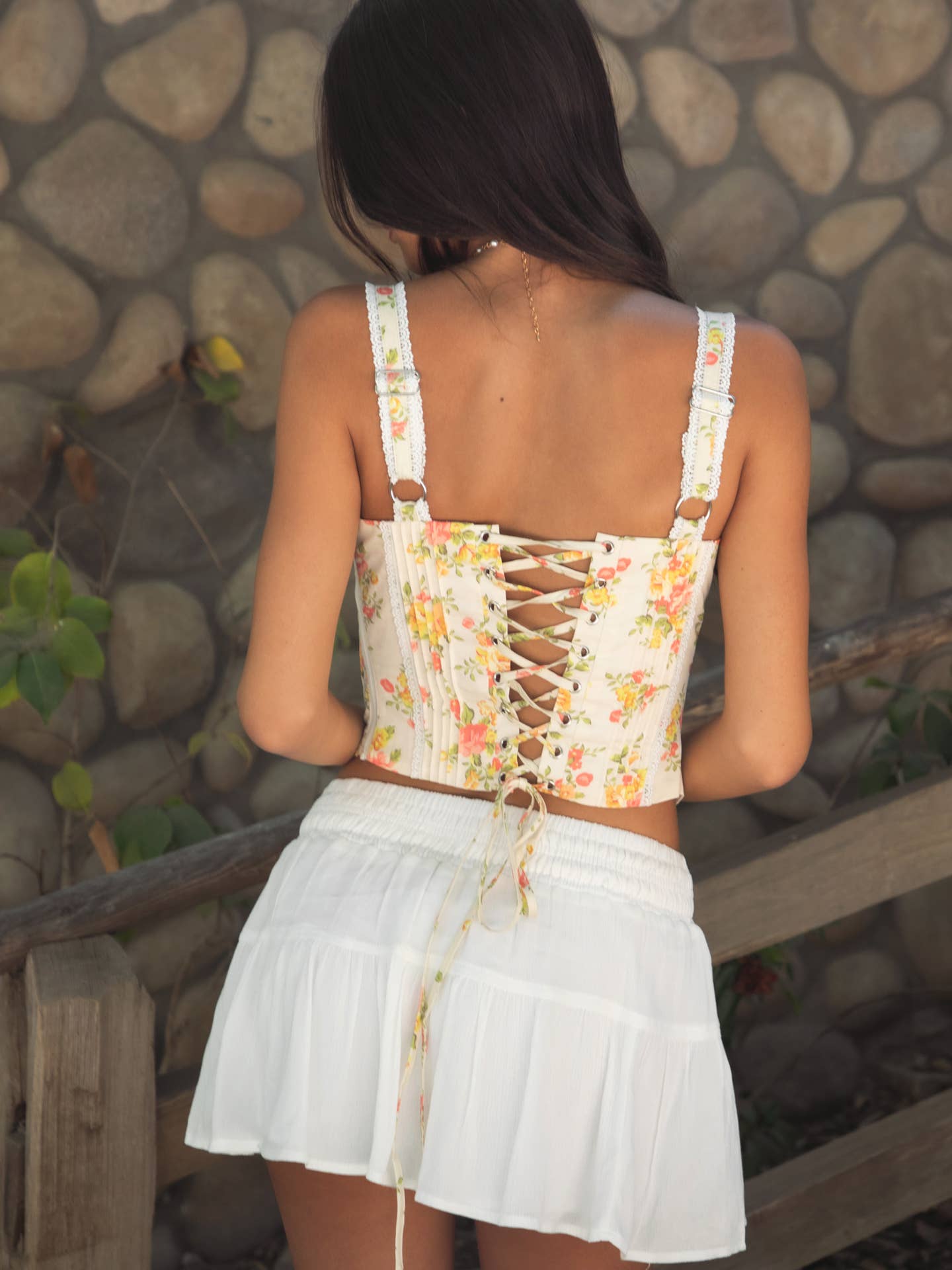 Floral Spring Corset Lace Top