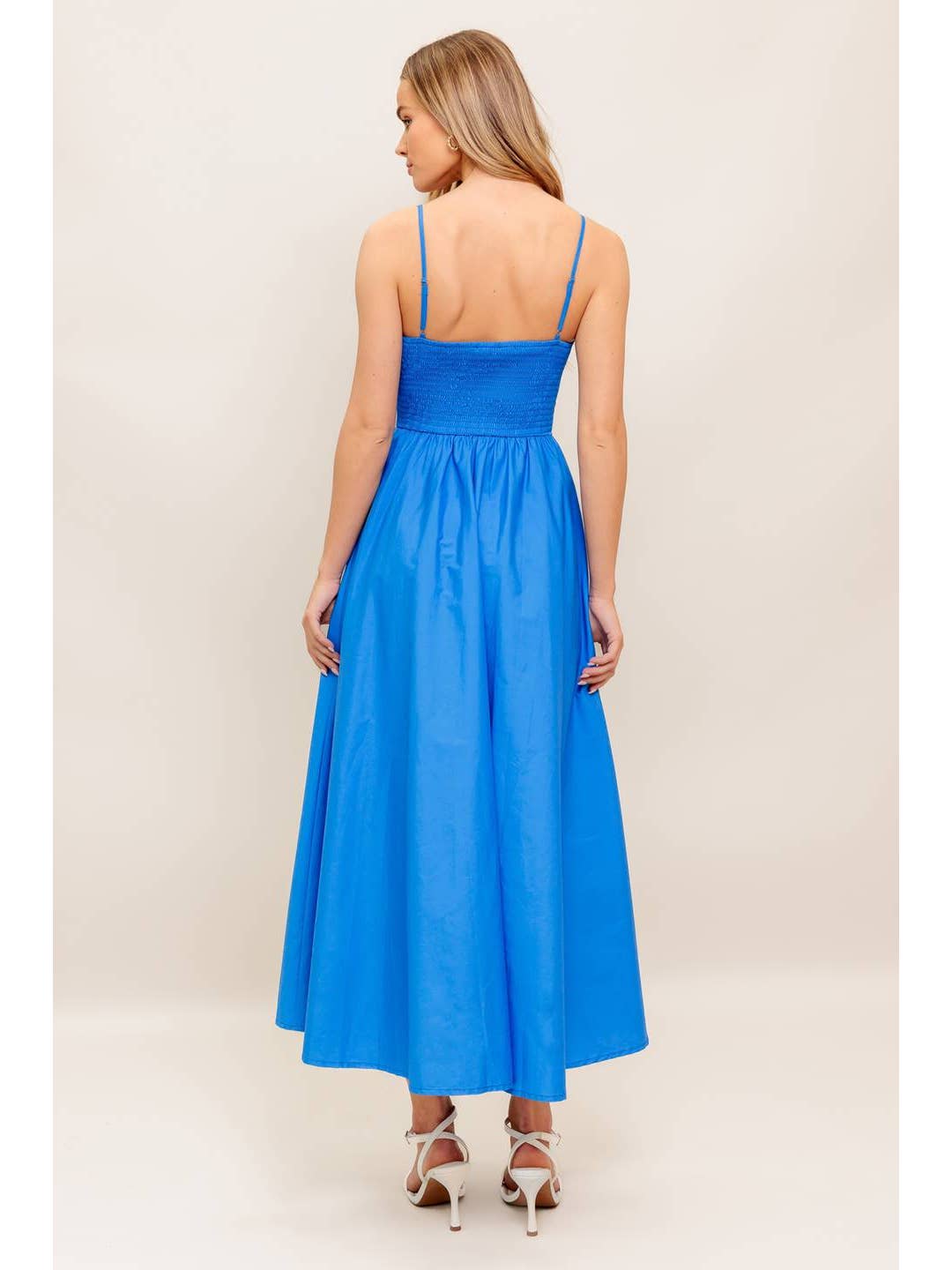 Cobalt Blue Contrast Trim Midi Dress