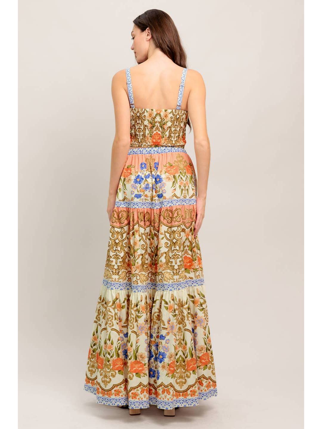 Floral Skirt and Bustier Top Set