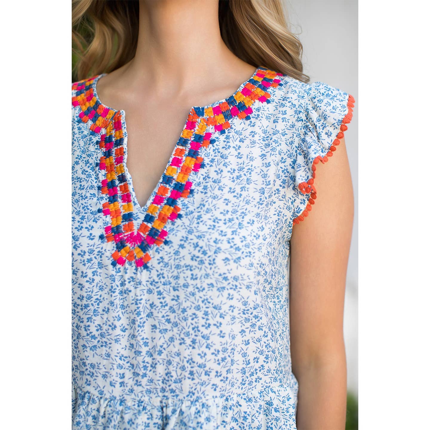 Embroider Ditsy Floral Blouse Top
