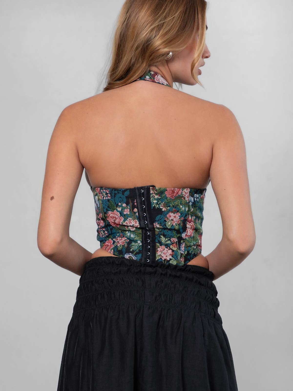 Adrie Floral Halter Corset Top
