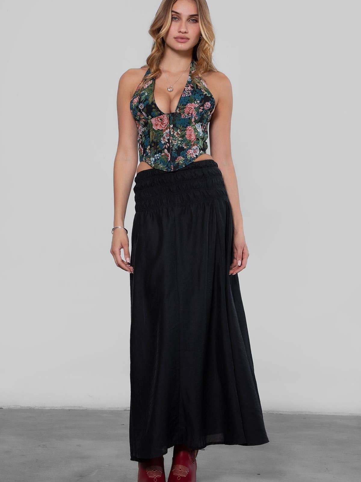 Adrie Floral Halter Corset Top
