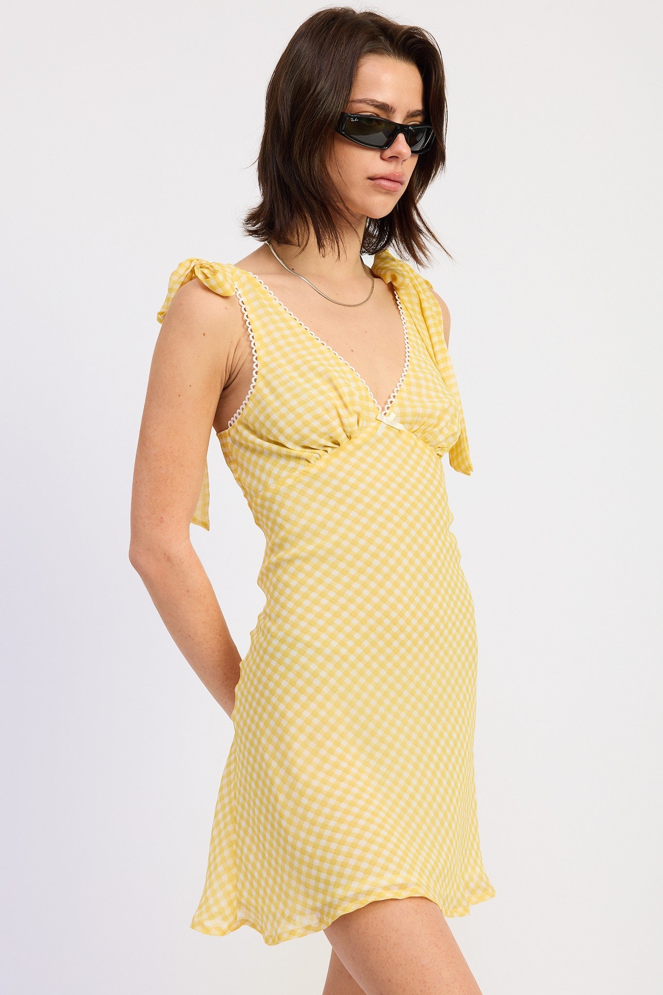 Yellow Gingham Mini Dress