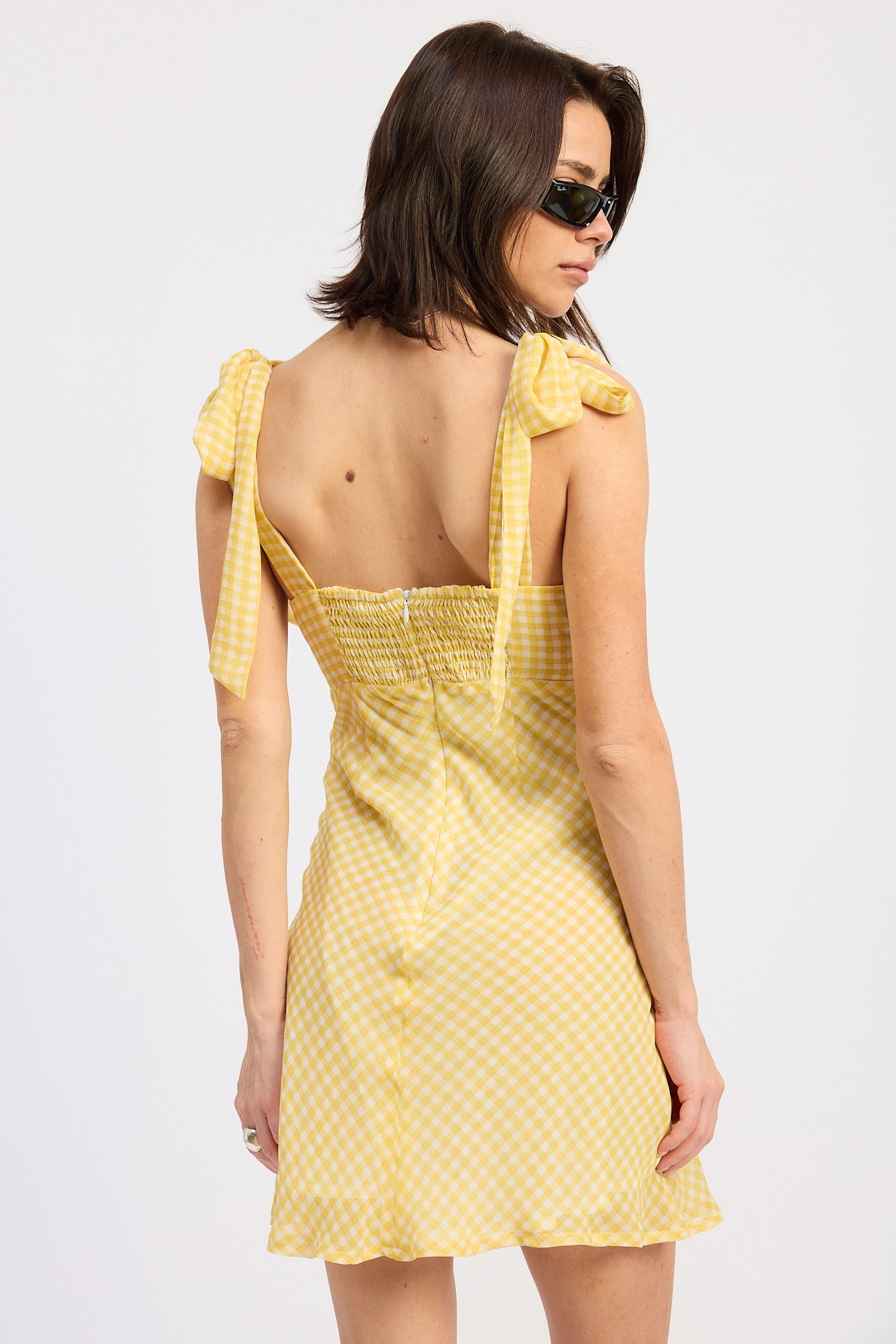 Yellow Gingham Mini Dress
