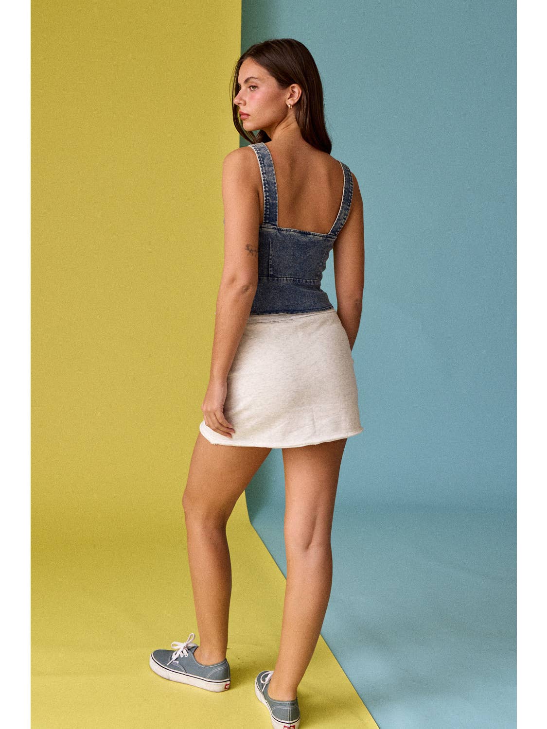 Lace Up Denim Top