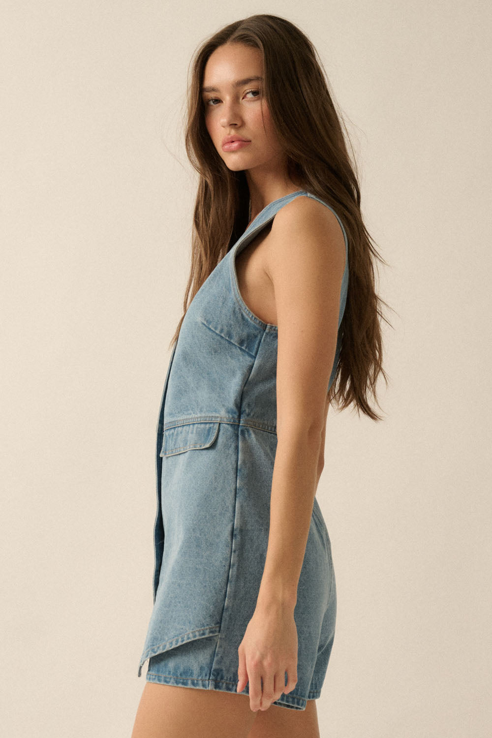 Denim Vest Romper
