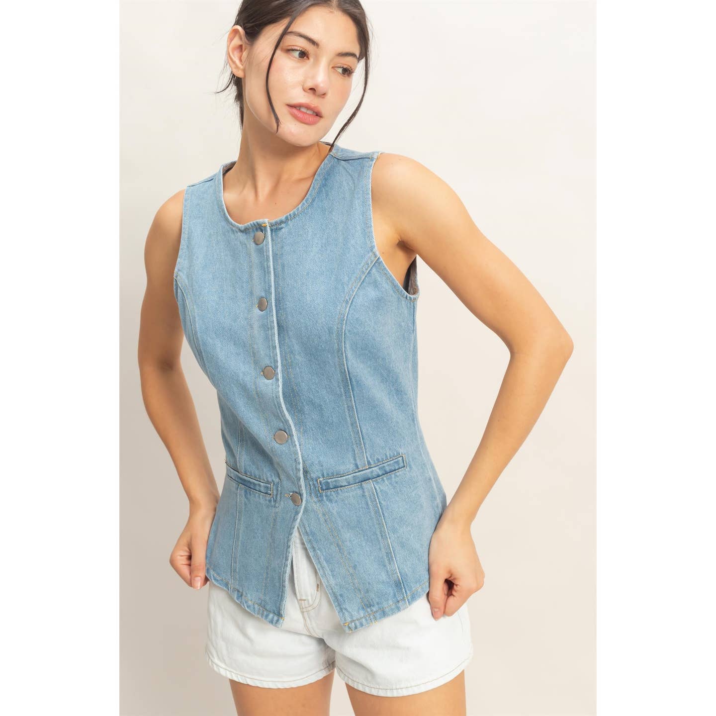 Longline Denim Vest Top