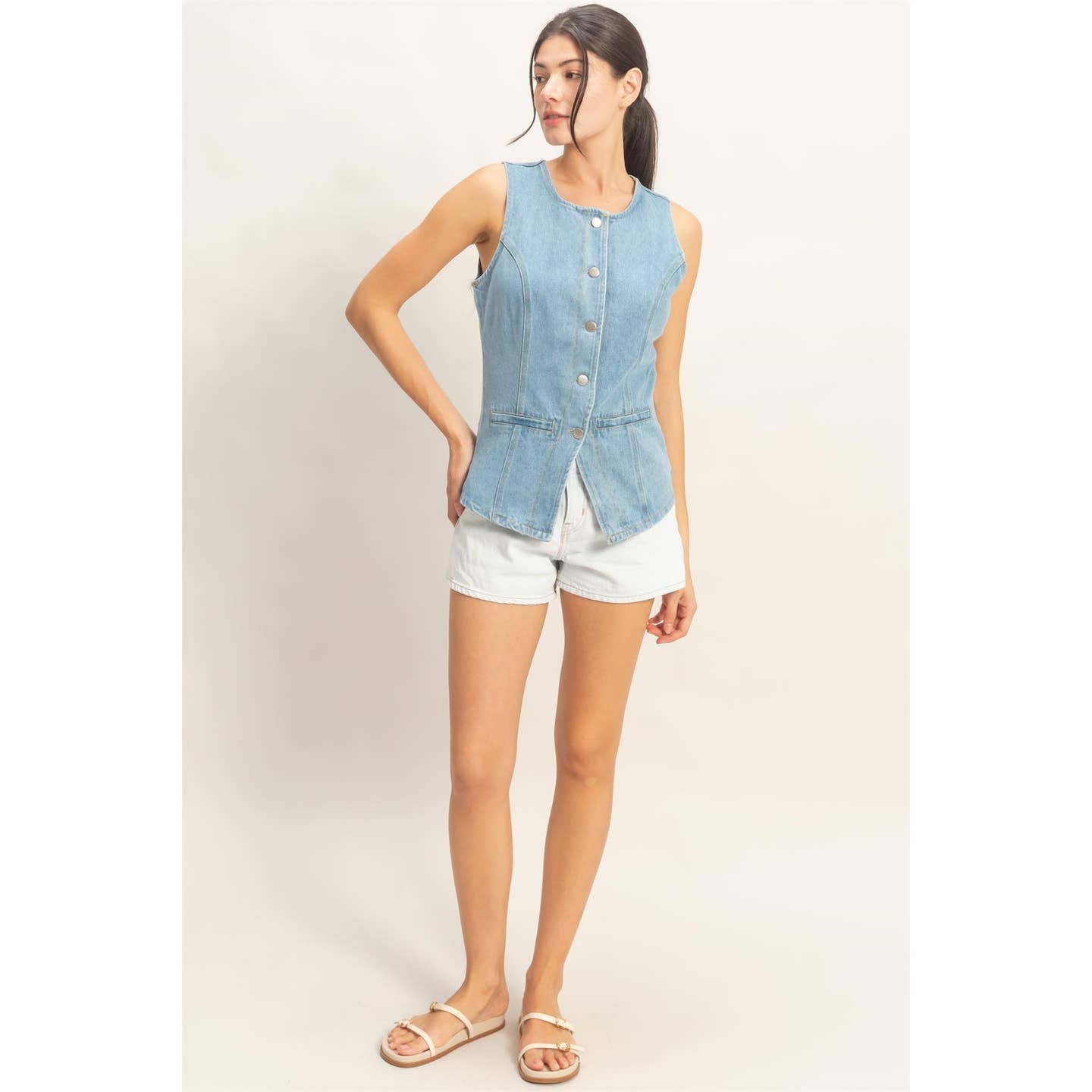 Longline Denim Vest Top