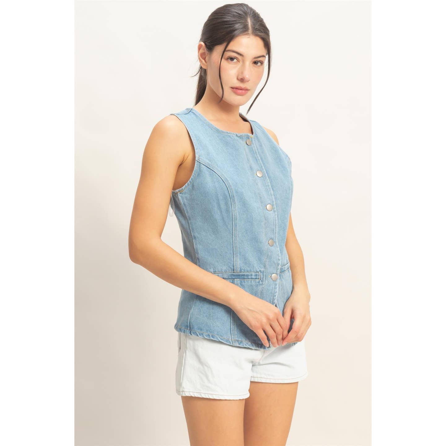 Longline Denim Vest Top