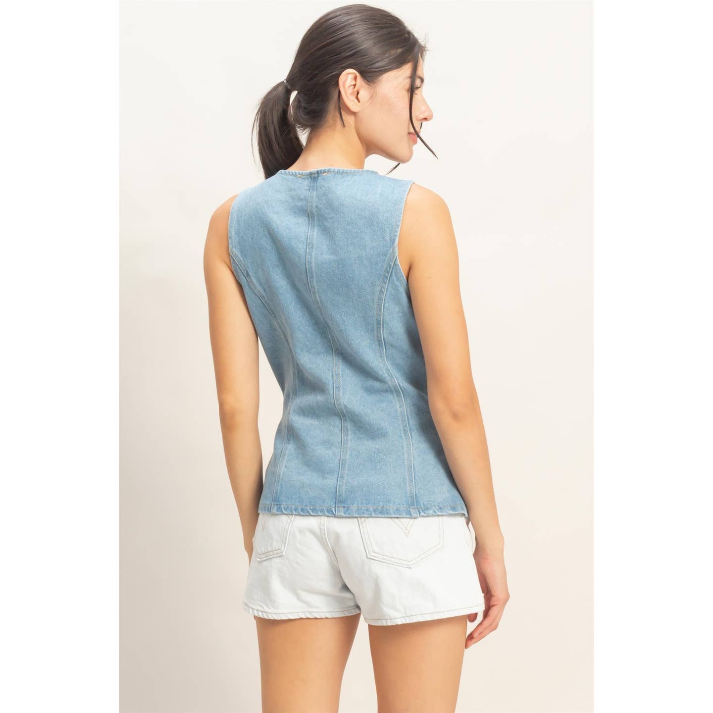 Longline Denim Vest Top