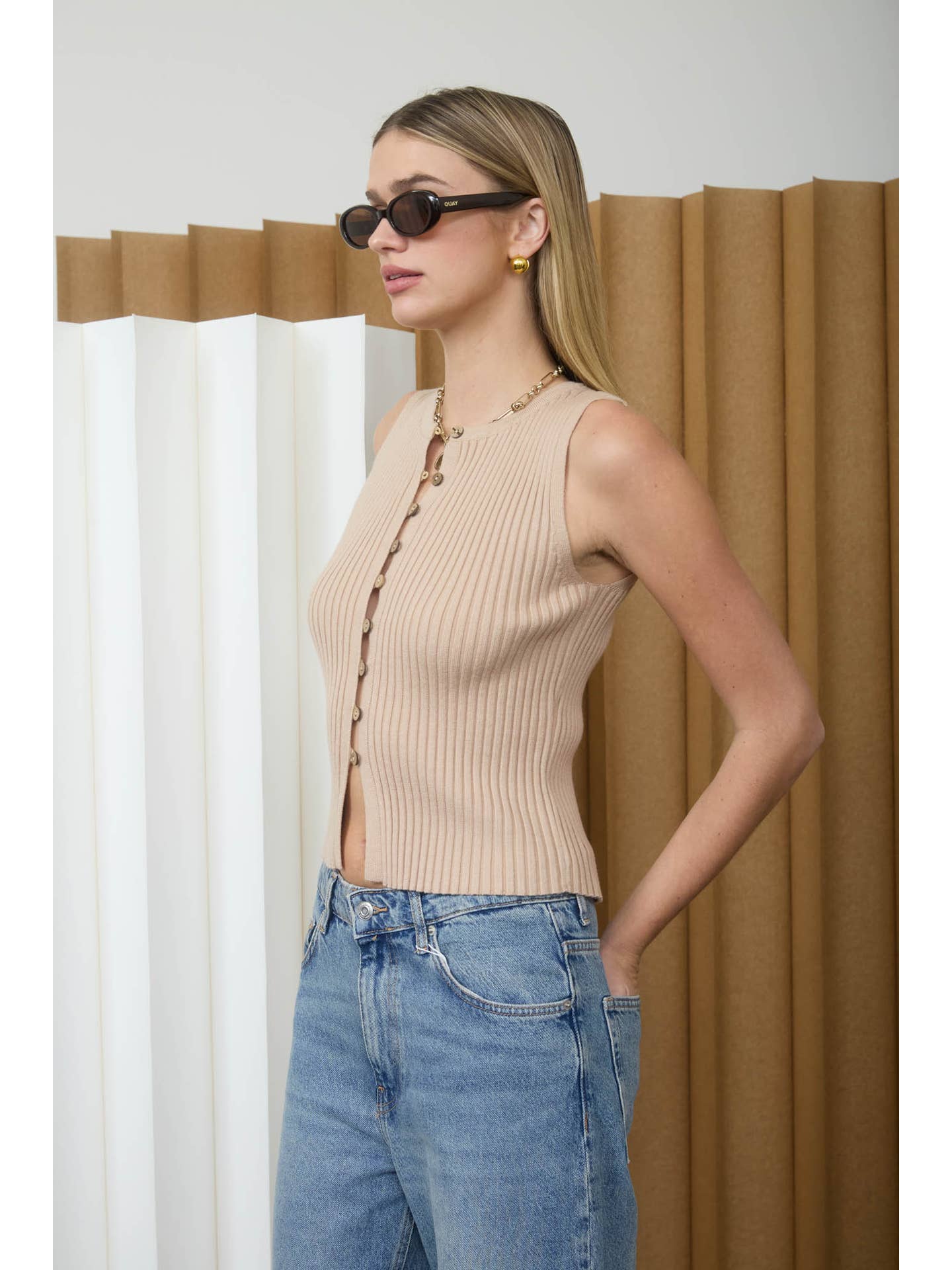Everyday Essential Khaki Sleeveless Top