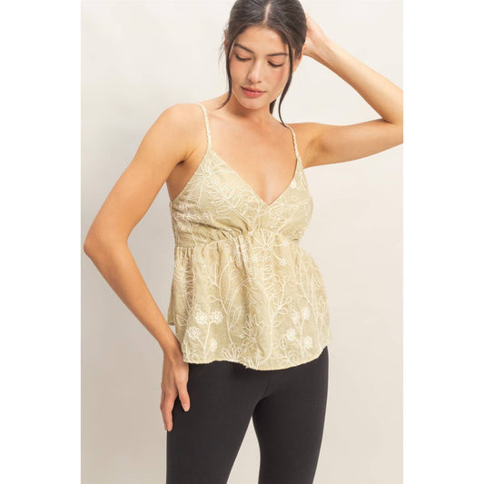 Sage Embroidered Cami Top