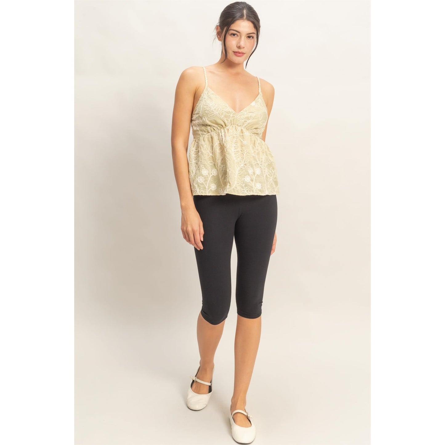 Sage Embroidered Cami Top