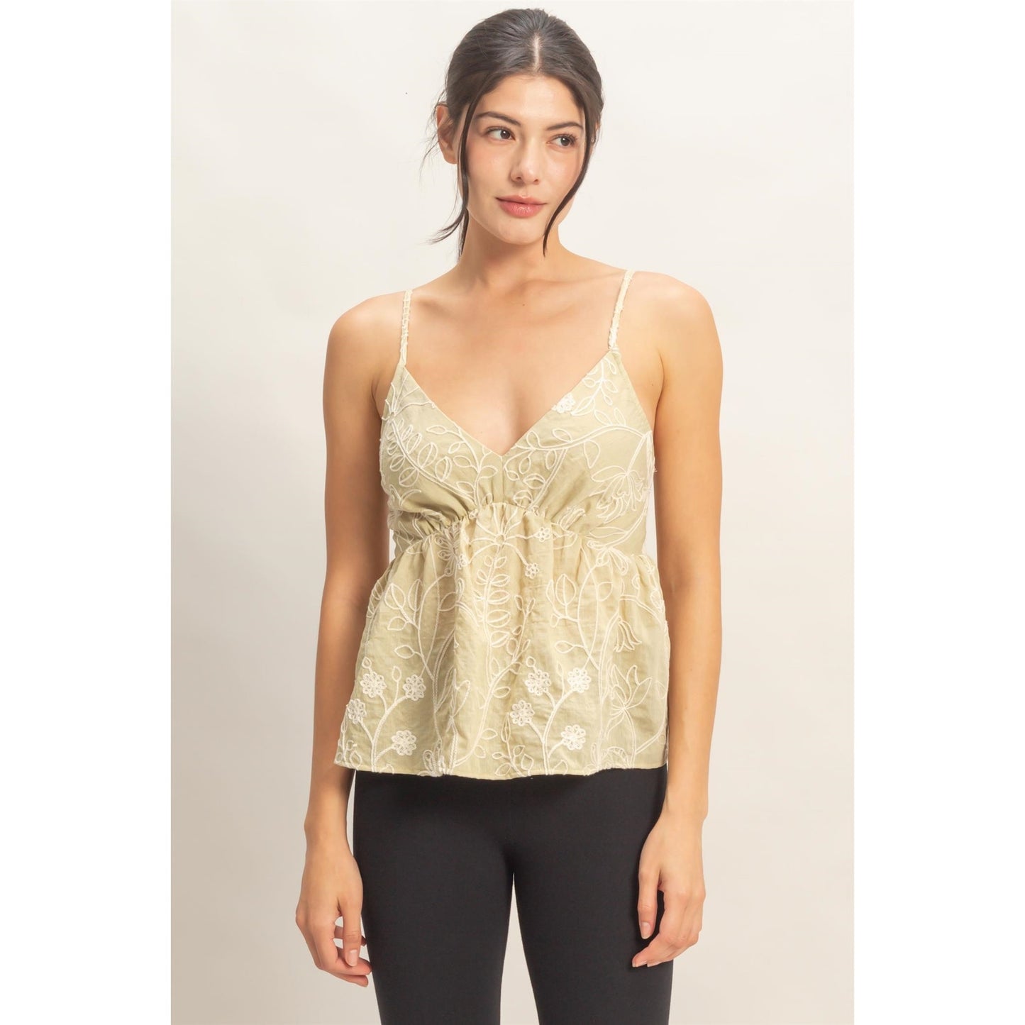 Sage Embroidered Cami Top