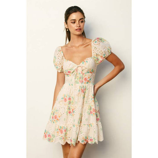 Everbloom Eyelet Puff Sleeve Mini Dress