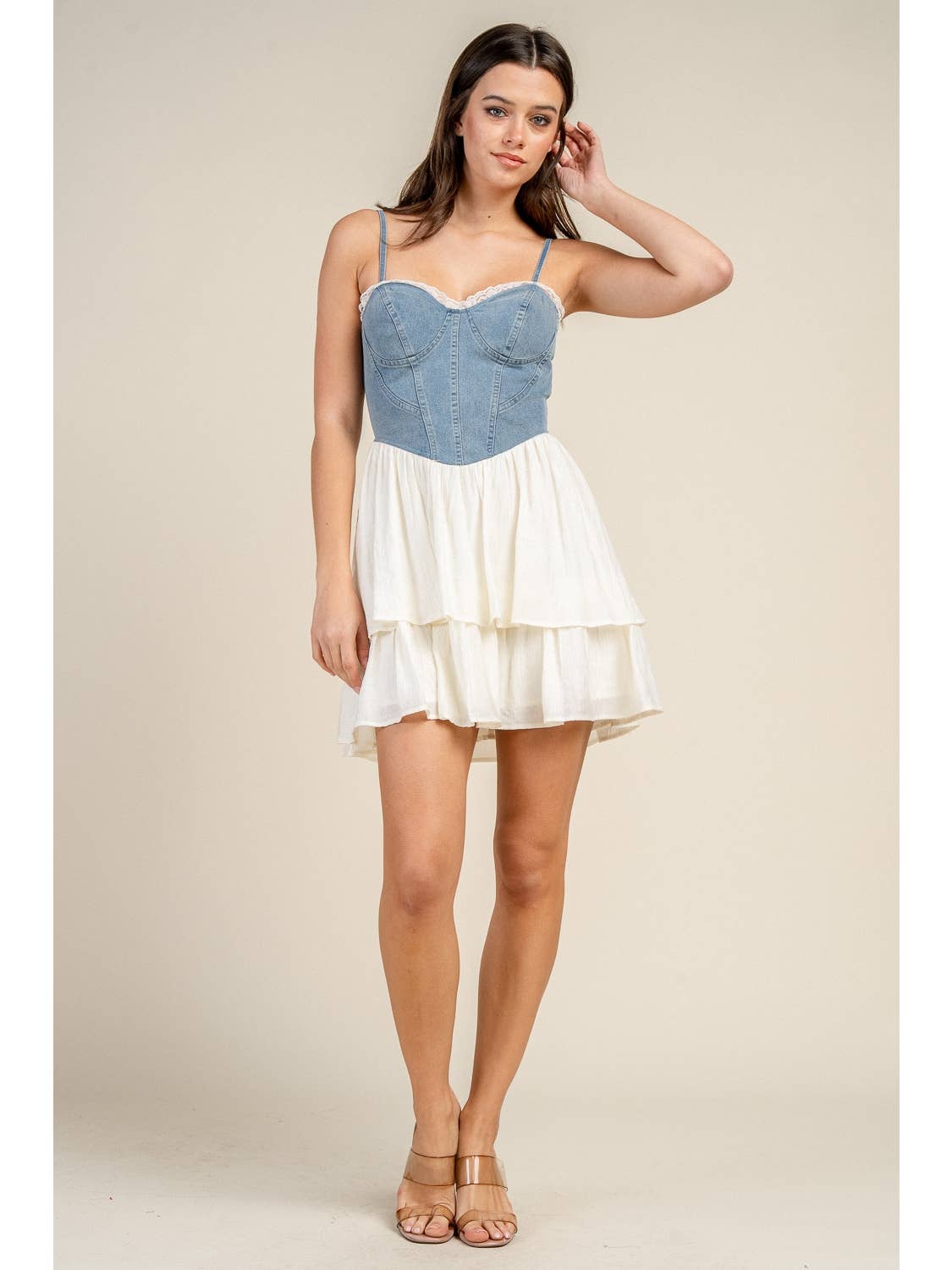 Denim Bustier Mini Dress