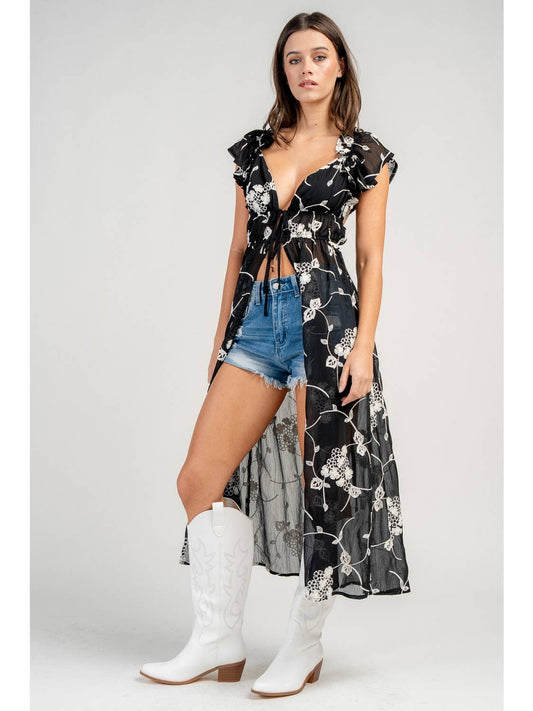 Embroidered Festival Duster Top