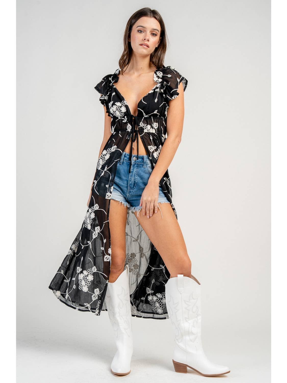 Embroidered Festival Duster Top