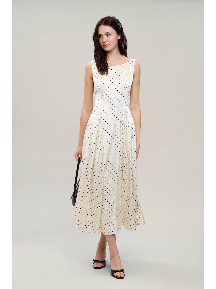 Satin Polka Dot Midi Dress