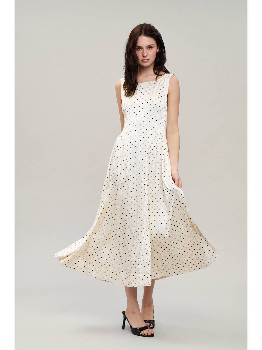 Satin Polka Dot Midi Dress