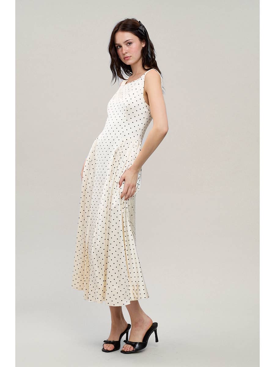 Satin Polka Dot Midi Dress