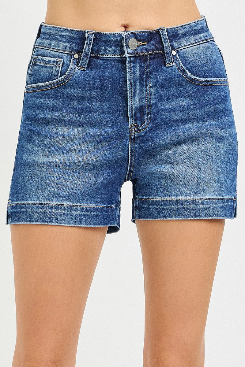 High Rise Dark Wash Denim Shorts