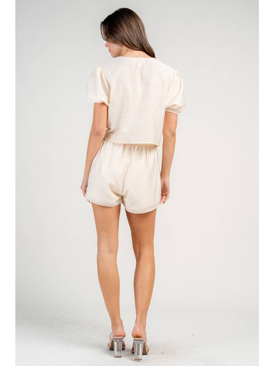 Embroidered Top & Shorts Set