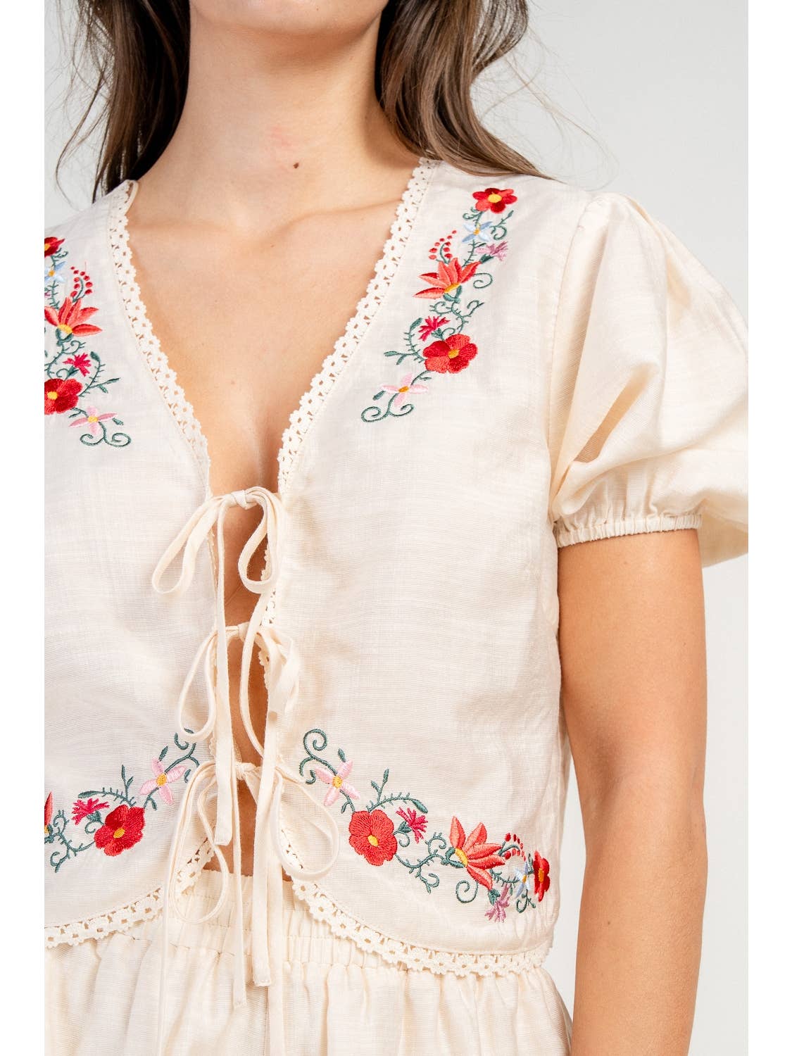 Embroidered Top & Shorts Set