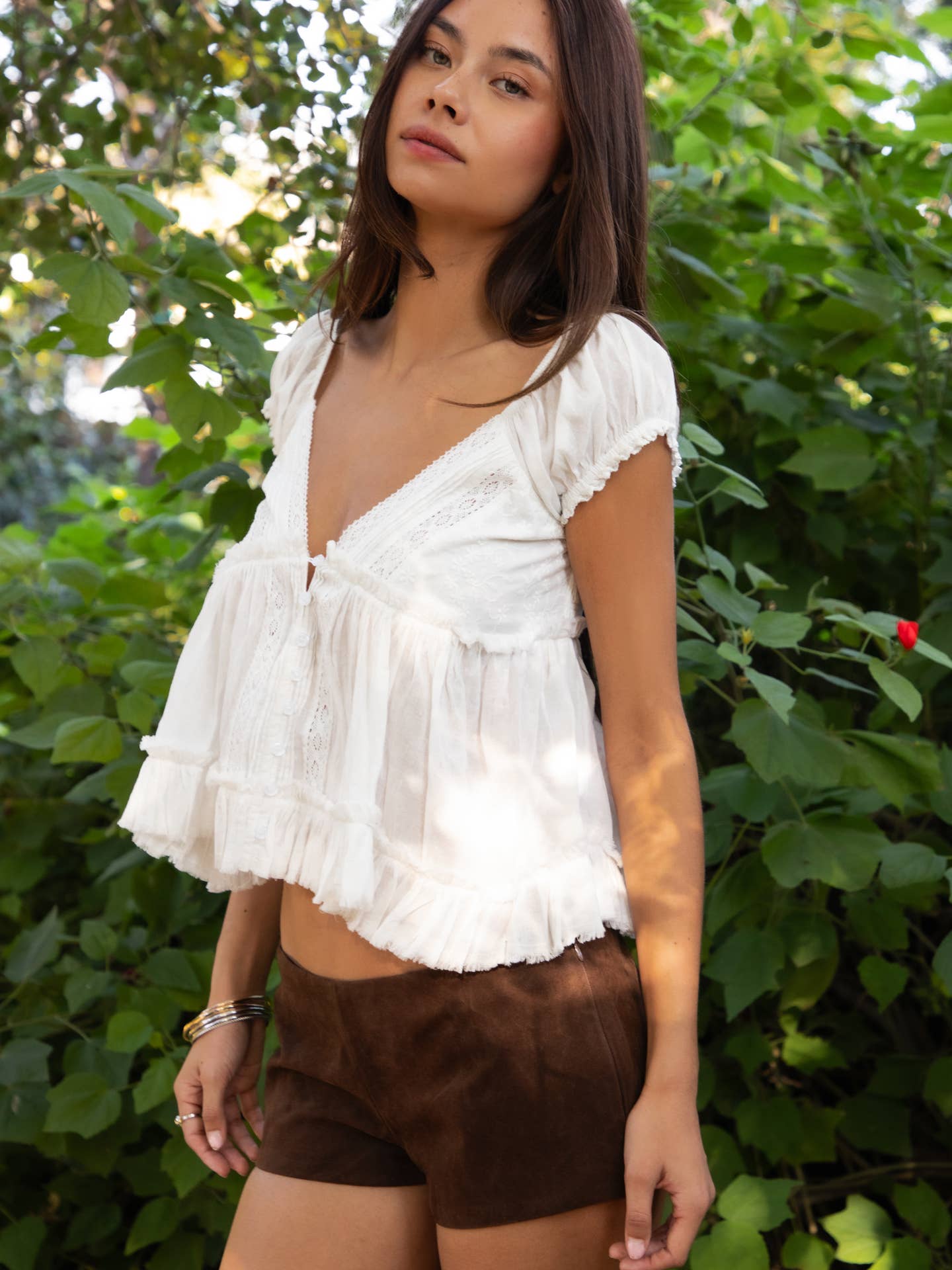 White Puff Sleeve Babydoll Top