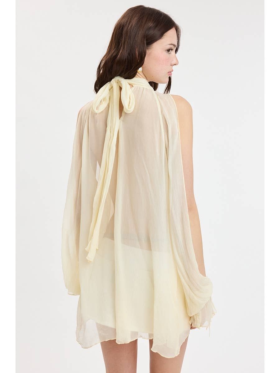 Long Open Sleeve Sheer Blouse